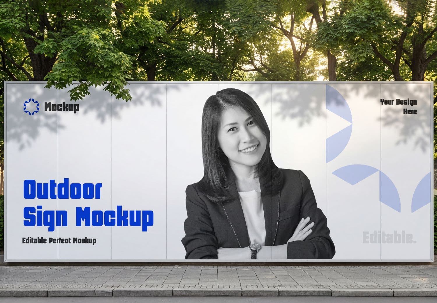 Realistic Outdoor Advertising Billboard Mockup in a Natural Street Environment