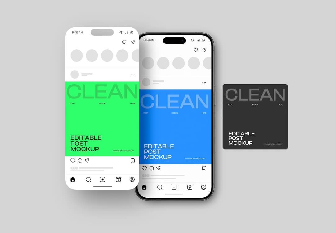 Multi-Display Social Media Post Mockup for Mobile Designs