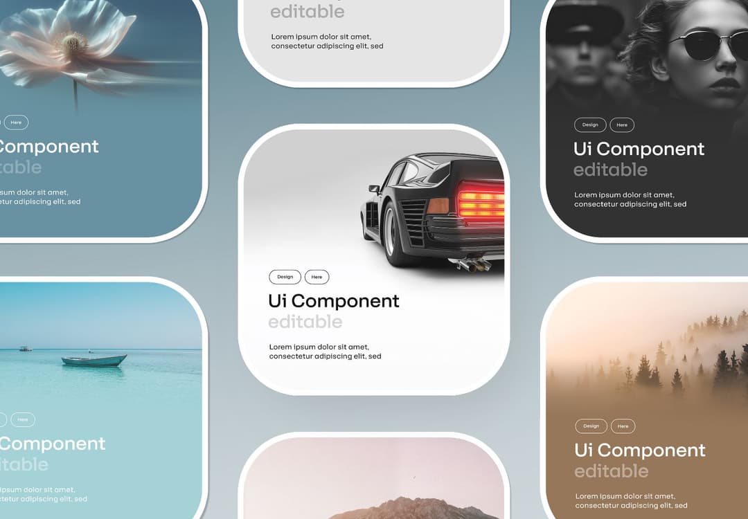 Rounded UI Component Card Mockup for Digital Designs
