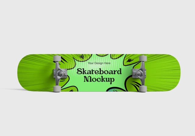 Vibrant Green Skateboard Deck Mockup - Editable Design Template