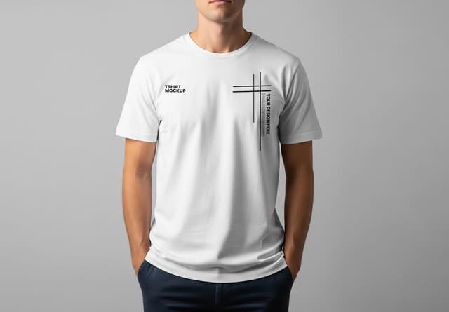Men's White T-Shirt Mockup for Designers