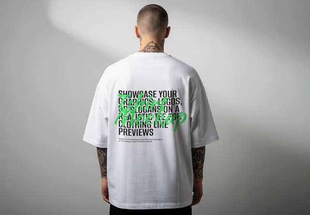 Men White T-Shirt Back View Mockup