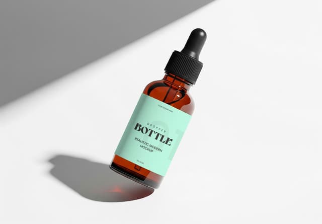Modern Dropper Bottle Mockup with Mint Label