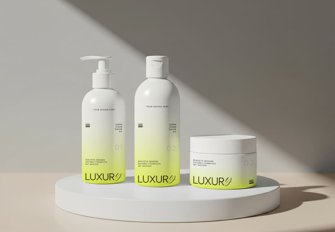 Modern Cosmetic Set Mockup with Gradient Design