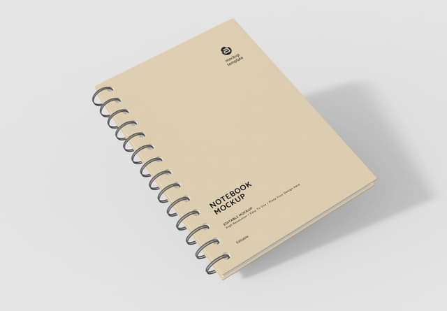 Beige Spiral Notebook Mockup Design