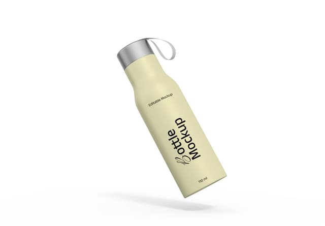 110ml Water Bottle Mockup with Metallic Cap