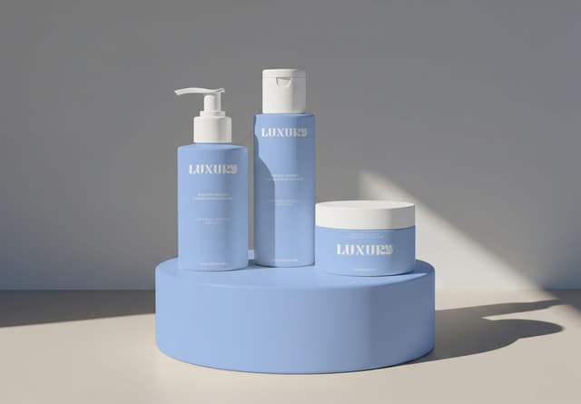 Soft Blue Cosmetic Set Mockup Collection