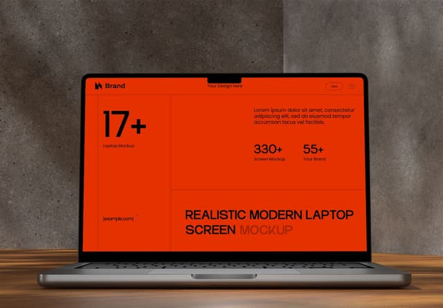 Vibrant Orange 17+ Modern Laptop Screen Mockup