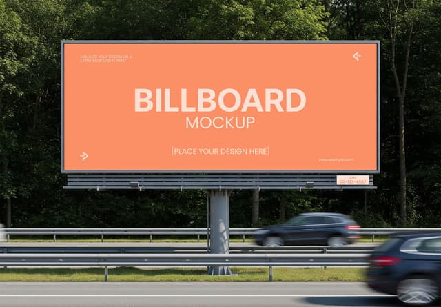 Highway Forest Billboard Mockup Design Display