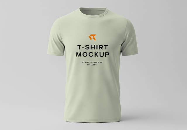 Sage Green Short Sleeve T-Shirt Mockup Design