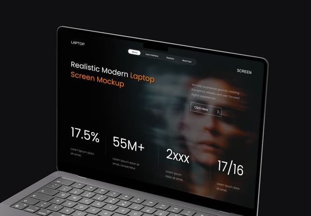 Modern Laptop Screen Mockup Dark Theme