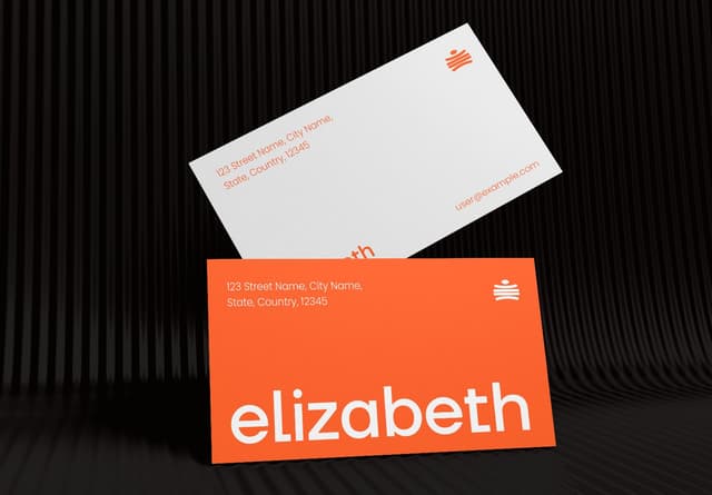 Minimalist Business Card Mockup Orange White Dark