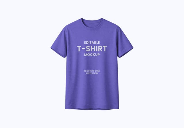Editable Purple T-Shirt Mockup Front View