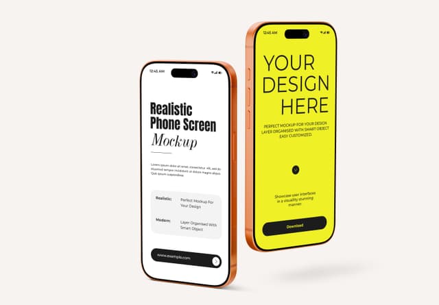 iPhone 17 Pro Dual Yellow & White Screen Mockup