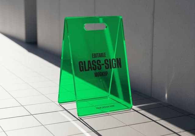 Glass A-Frame Sidewalk Sign Mockup