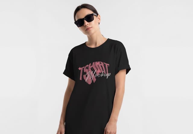 Women Black T-Shirt Mockup Front