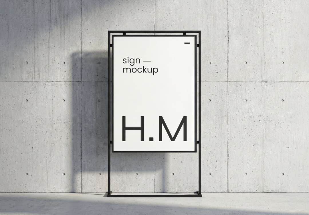 Outdoor Standing Signboard Poster Mockup