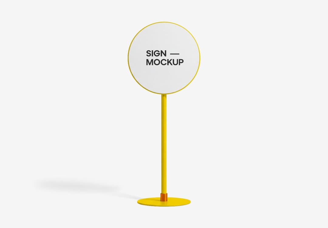 Round Standing Signboard Display Mockup