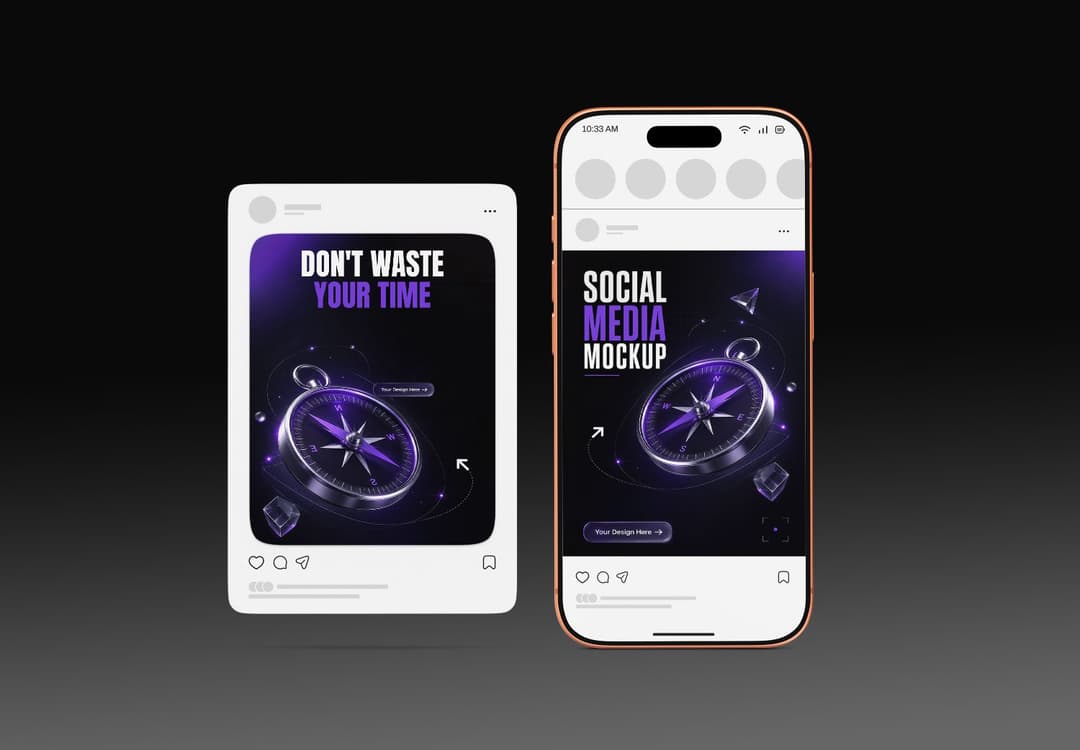 Dual-View Social Media Post Mockup for Smartphone Content