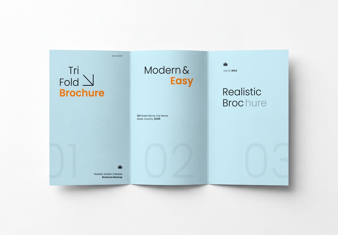 Tri Fold Brochure Spread Mockup with Clean Layout