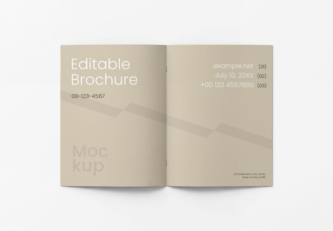 Minimal Open Brochure Spread Mockup