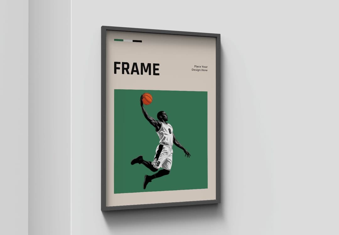 Perspective Wall Frame Poster Mockup with Minimal Interior