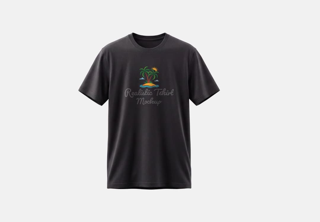 Front Print Black T Shirt Mockup with Minimal Apparel Style