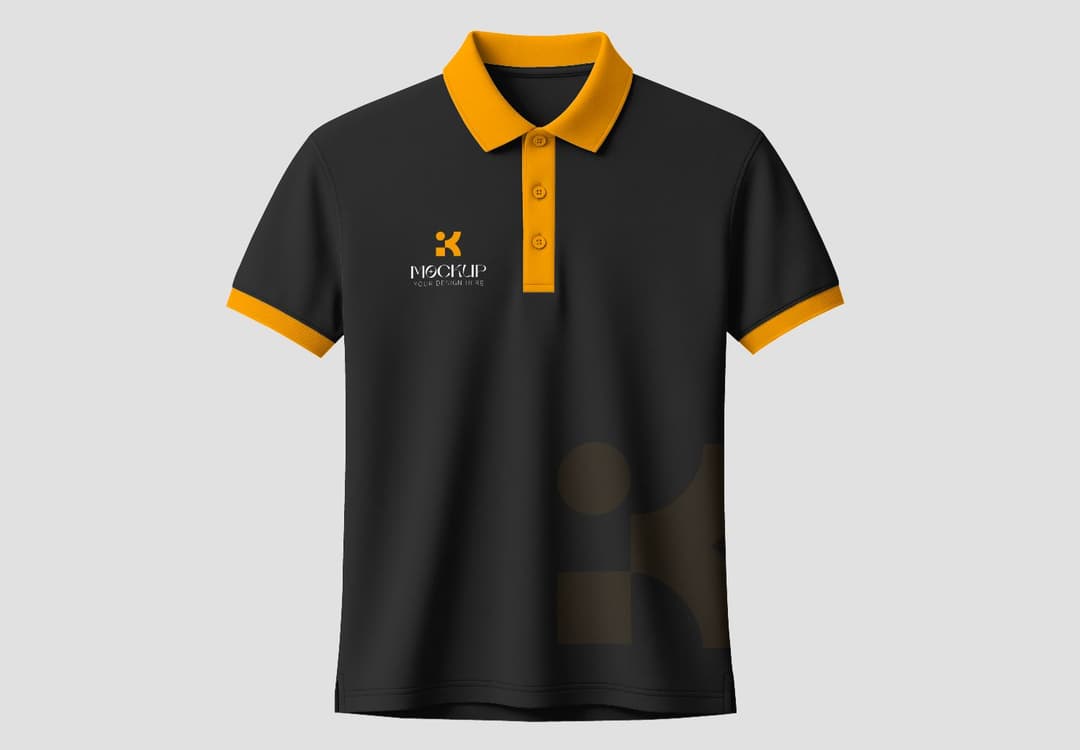 Classic Polo Shirt Front Branding Mockup with Contrast Collar