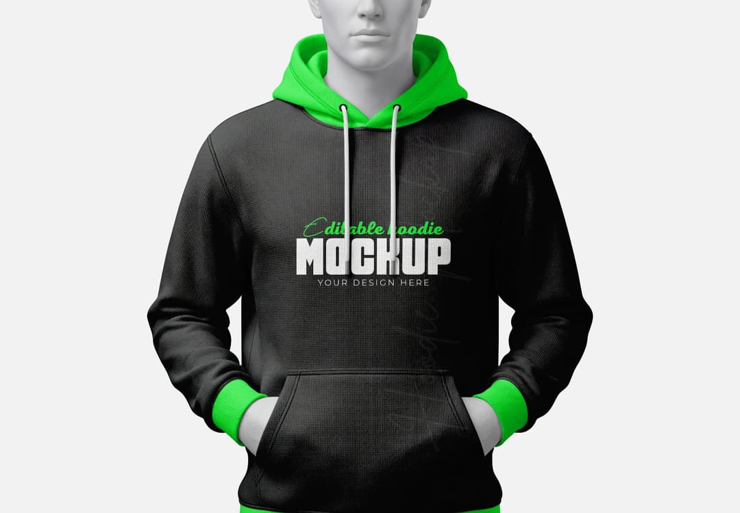 Hoodie Mockup – Mannequin Front View Pockets