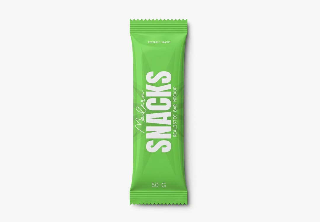 Snacks Bar Mockup - Green Energy Bar Packaging Design Template
