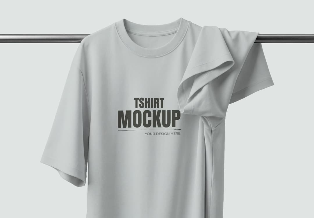 T-Shirt Mockup Draped on Metal Rod