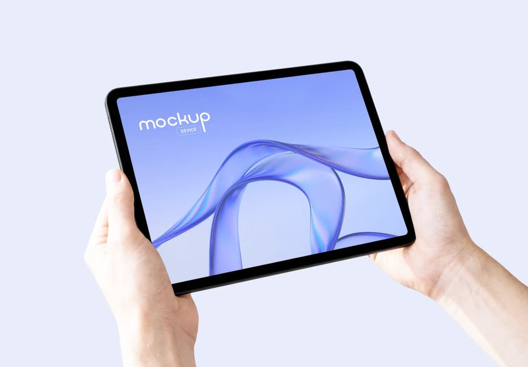 Handheld Tablet Screen Presentation Mockup with Clean Background