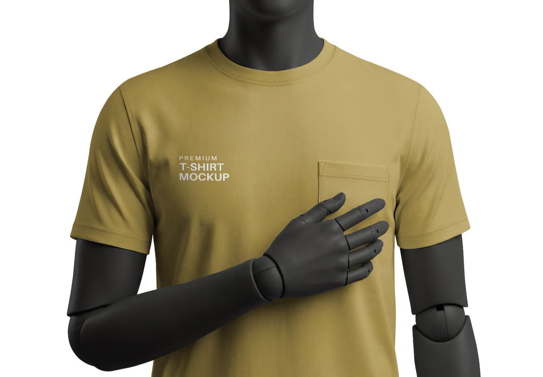 T-Shirt Mockup with Pocket and Hand Pose