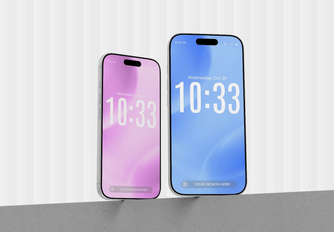 Dual Smartphone Display Mockup