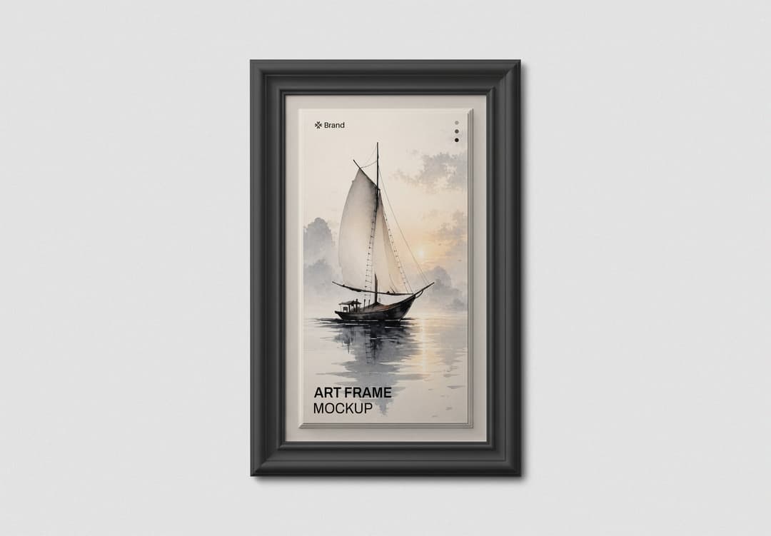 Minimal Wall Art Frame Mockup with Sailing Artwork