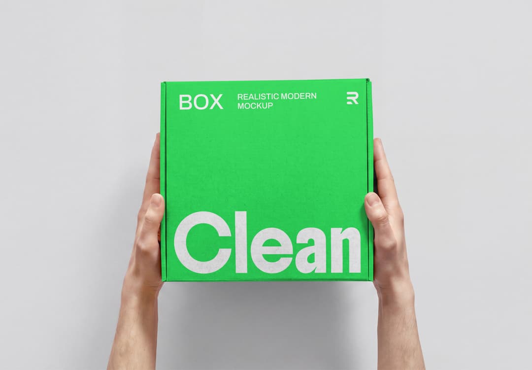 Clean Gift Box Mockup Held in Hands