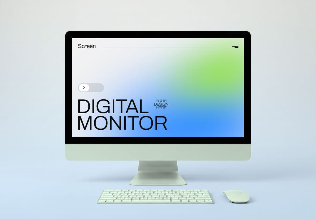 iMac Desktop Mockup PSD – Realistic Apple Screen Presentation Template