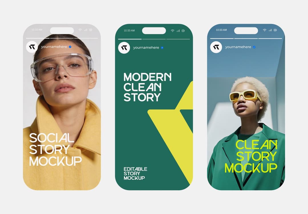 Vertical Layout Mobile Social Story Mockup Set