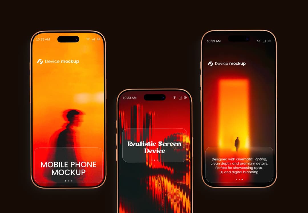 Realistic Mobile Phone Display Mockup