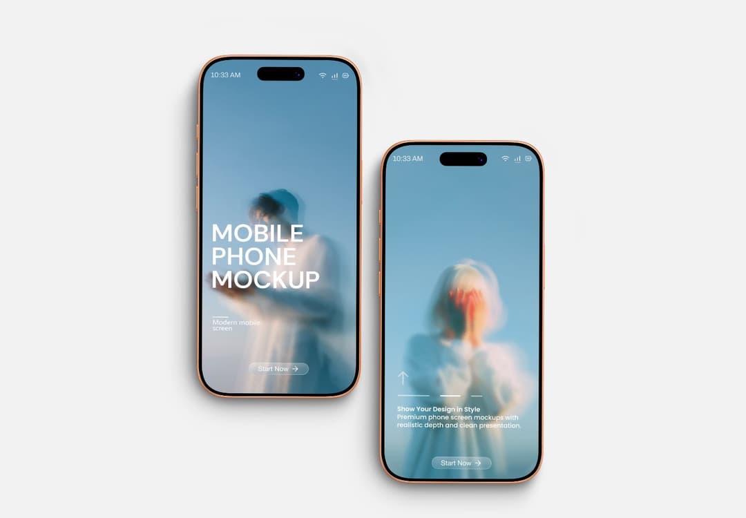 Dual Phone Screen Mockup PSD