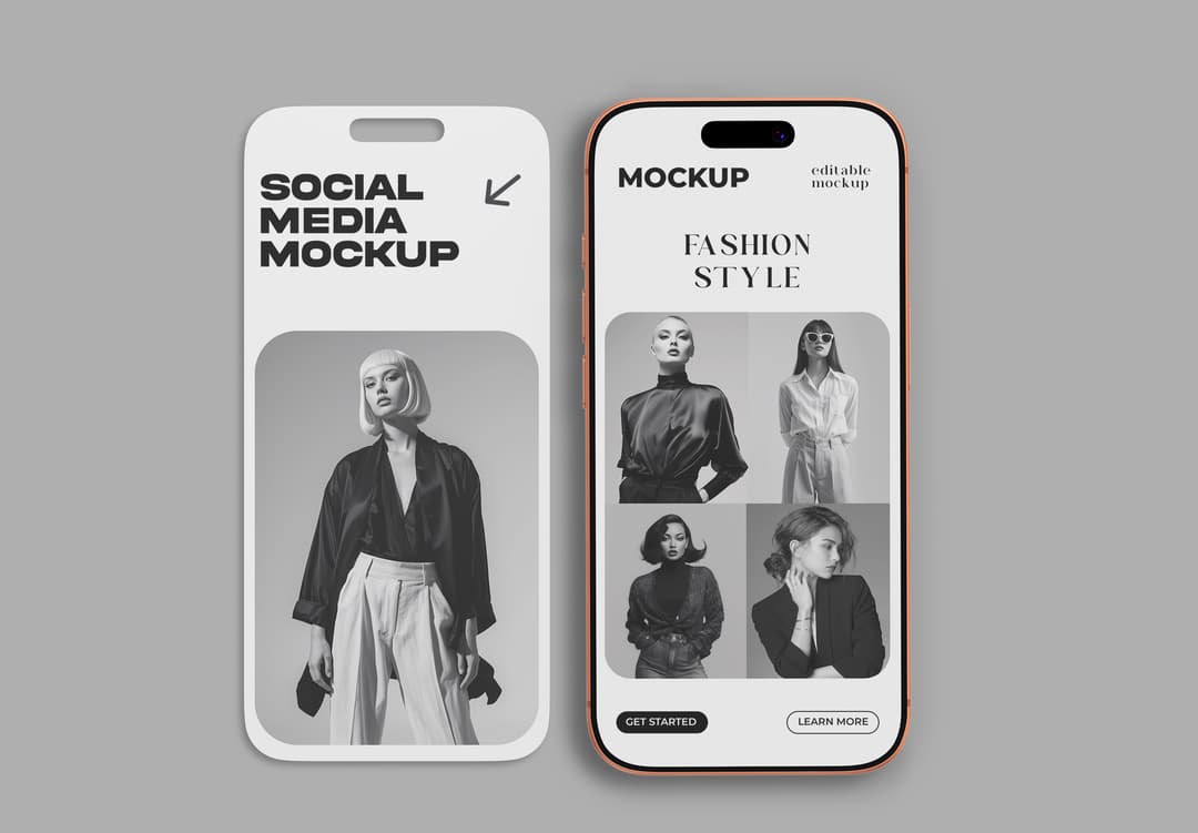 Social Media Story Mockup with Dual Smartphone Displays