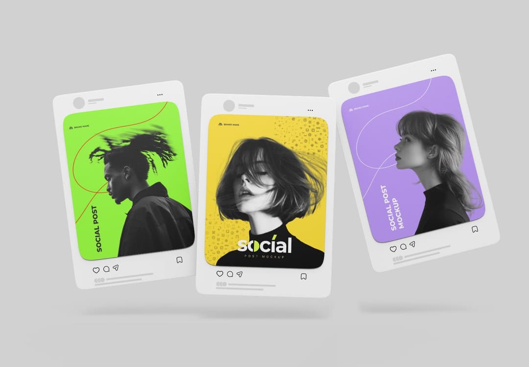 Three Floating Instagram Post Mockup | MockupHive