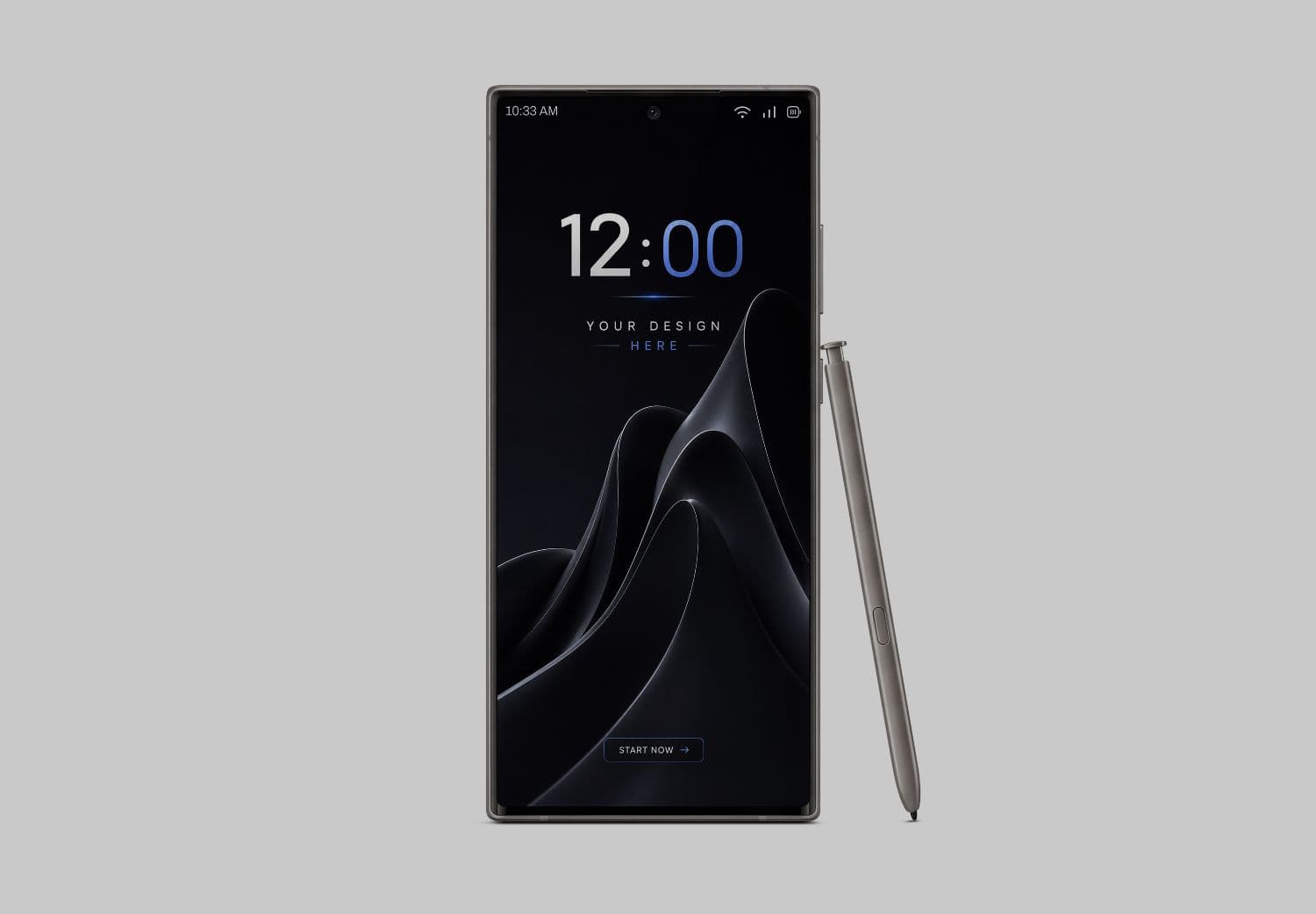 Premium Phone Screen Mockup with Stylus Pen