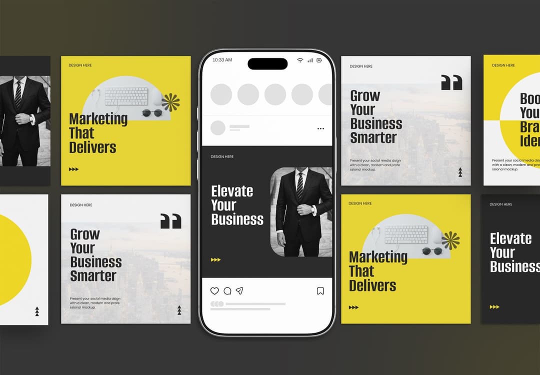 Social Media Campaign Mockup with Multiple Posts
