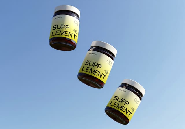 Realistic Floating Supplement Jar Mockup for Branding