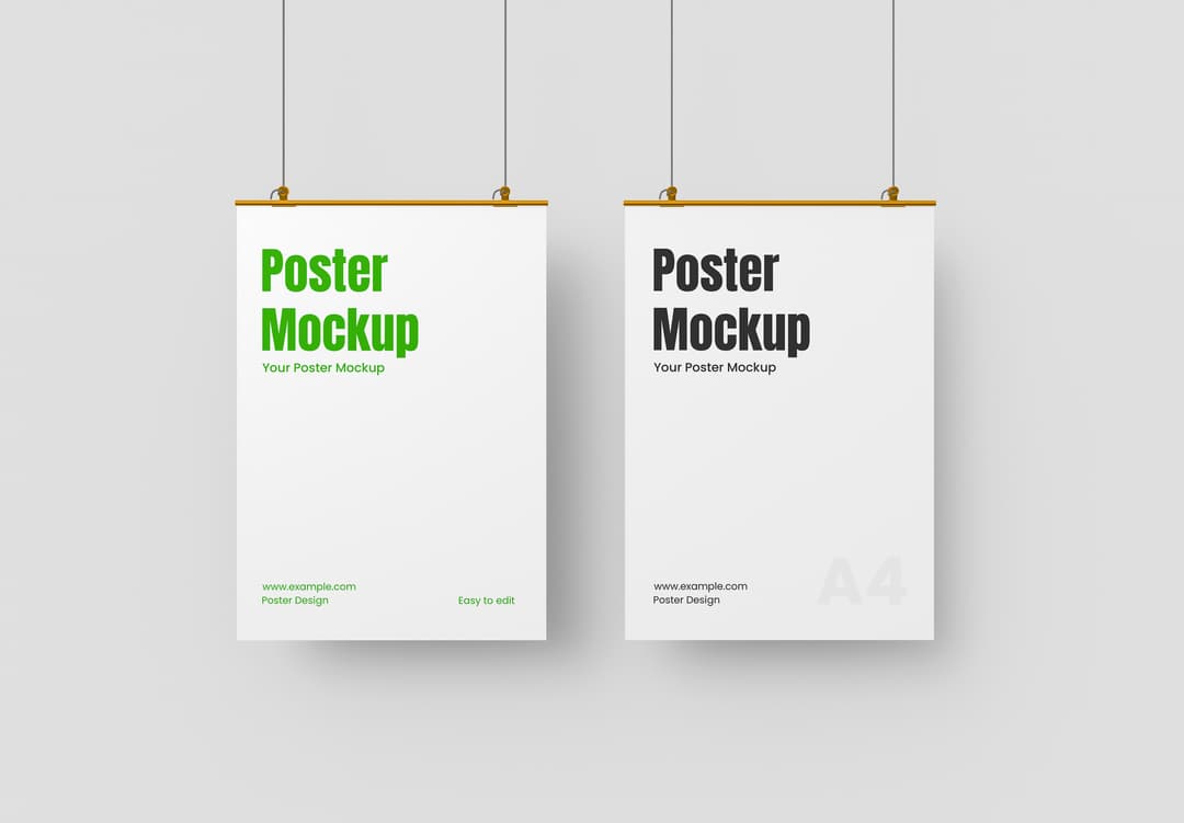 Dual Display A4 Hanging Poster Mockup