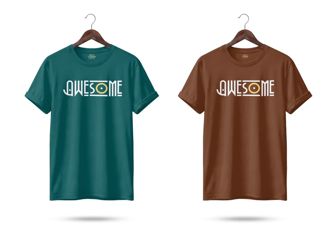 Realistic Two-Color T-Shirt Hanging Mockup for Appare Design