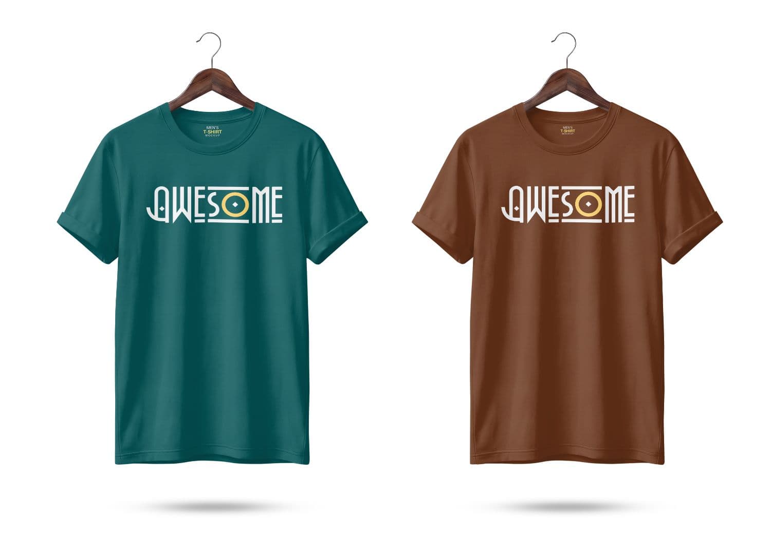 Realistic Two-Color T-Shirt Hanging Mockup for Appare Design