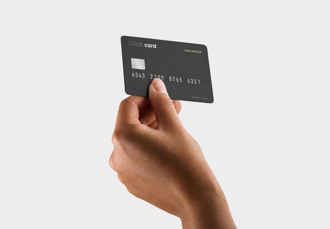 Realistic Hand Holding Bank Card Mockup