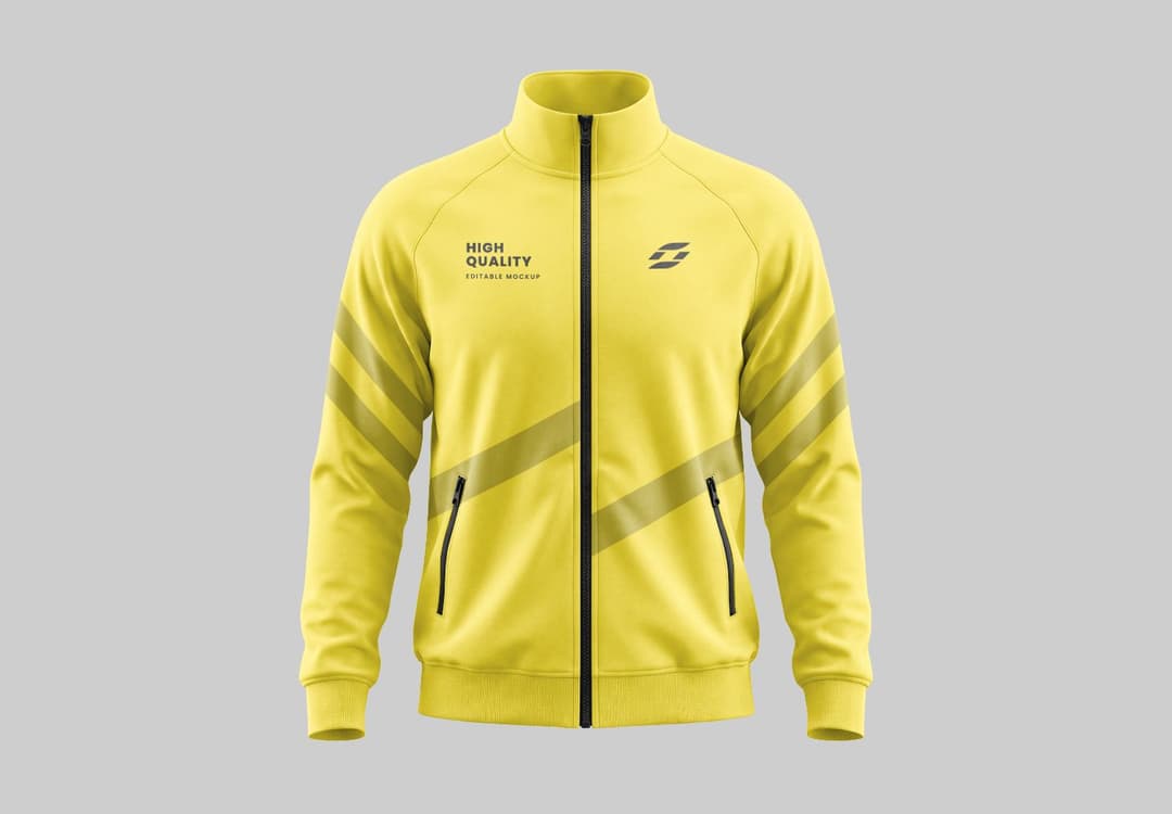 Front View Zip-Up Jacket Mockup with Sporty Design